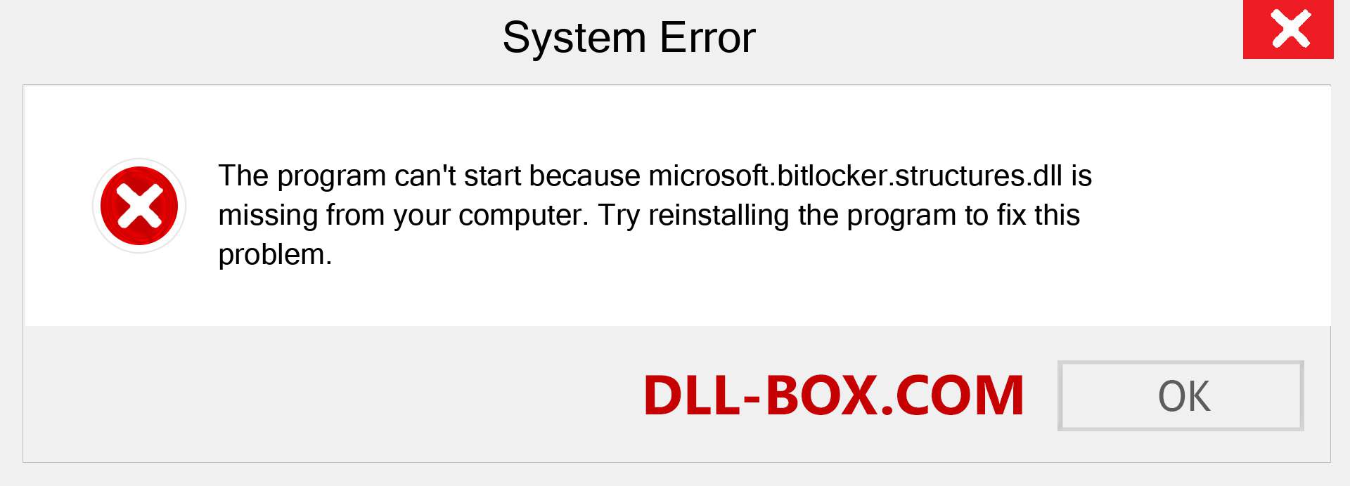  microsoft.bitlocker.structures.dll file is missing?. Download for Windows 7, 8, 10 - Fix  microsoft.bitlocker.structures dll Missing Error on Windows, photos, images